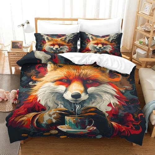 Parure de lit 140x200 renard thé housse de couette microfibre - 3