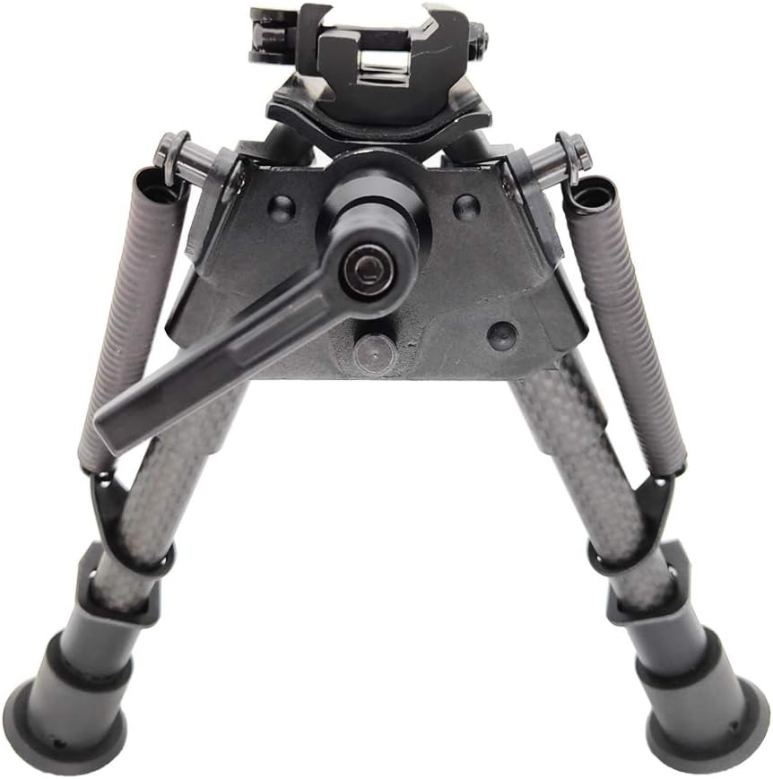 6-9 Inch Tactical Carbon Fiber Hunting Bipod Quick Release Swivel Style with Podlock for Picatinny Rail or Sling Swivel Studs