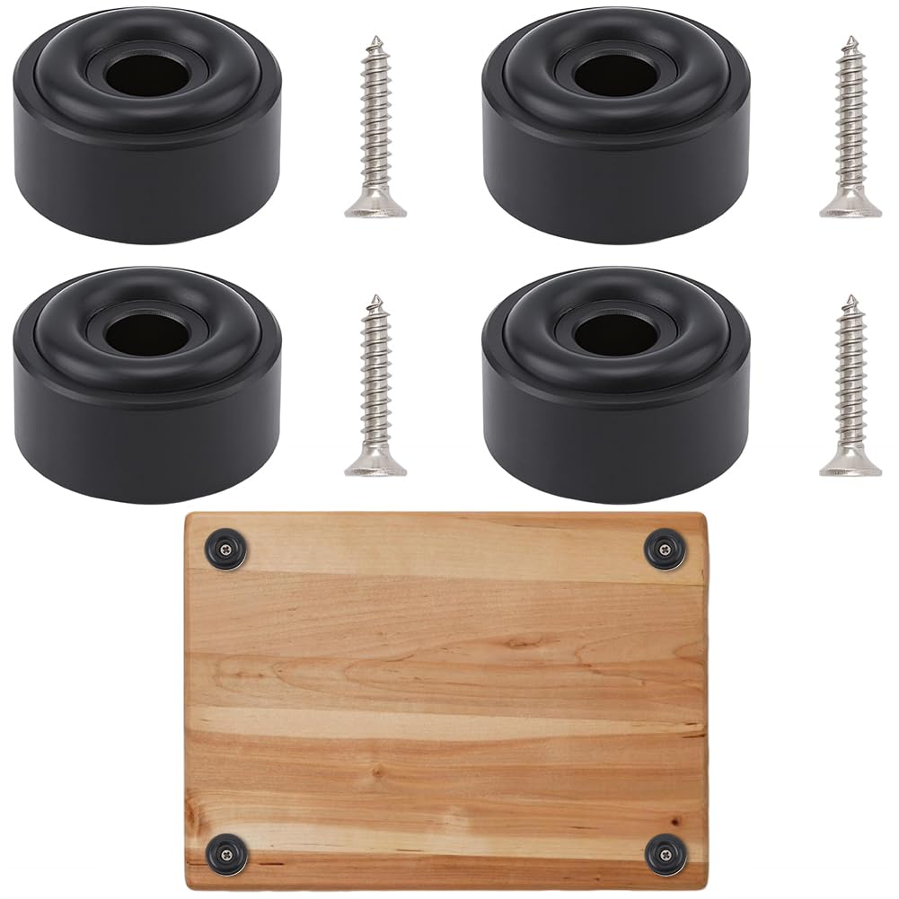 craspire 4 Stück Schneidebrettfüße Mit Schrauben rutschfest 0,79 x 0,43 Zoll Schwarze Silikongummifüße Geräuschdämpfende Stoßdämpfer Runde Pads Für Unfertige Küchenschneidemöbel Unterlegscheibe