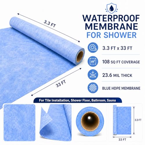 Kauwm Shower Waterproofing Membrane Roll, 3.3x33 FT, 108 Sq Ft, 23.6 Mil by Kauwm - Used condition - Image 3