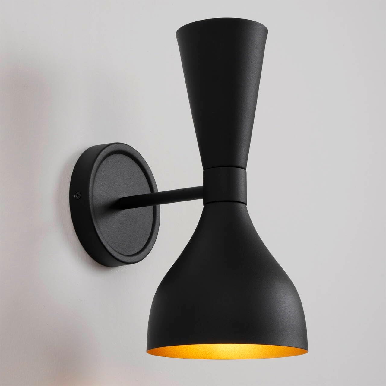 Modern Black and Gold Wall Sconce, Farmhouse Industrial Lighting Fixture for Bathroom Vanity, Kitchen, Living Room & Home Theater, Hardwired, E26 Base