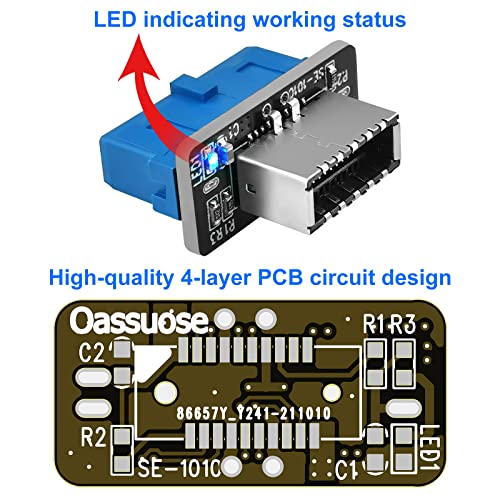 Oassuose Mainboard Usb 3.0 19Pin(3.1 Gen 2) To Type-C 3.1 Front Panel Adapter,Type-E Header To Usb 3.0 19-Pin Expansion Card For Usb Type C Motherboard Cable #TOP5