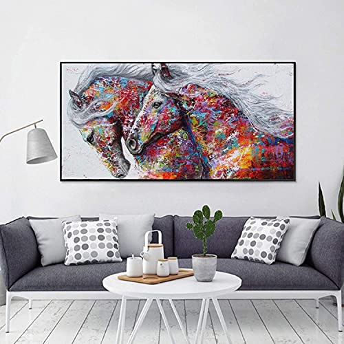 image for Generic 5d Diamond Painting Full Drill - 60X30CM Horses Animals Paint 