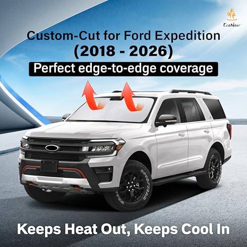 Image of EcoNour Windshield Sunshade Compatible for Ford Expedititon 2018-2023 2024 2025, Sun Visor for Front Windshield & Window Sun Shade Cover, UV Heat Blocker & Protector, Car Accessories