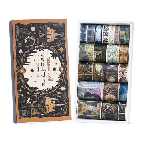 Gemmapylor Magic Washi Tape Set 24 Rolls Decorative Masking Tape for Junk Journal Scrapbooking Supplies DIY Crafting Supplies