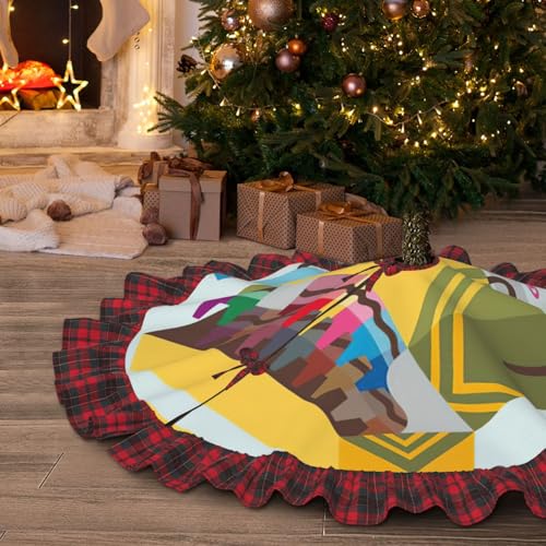 Jupe de sapin de Noël en lin rustique avec pompons - 6