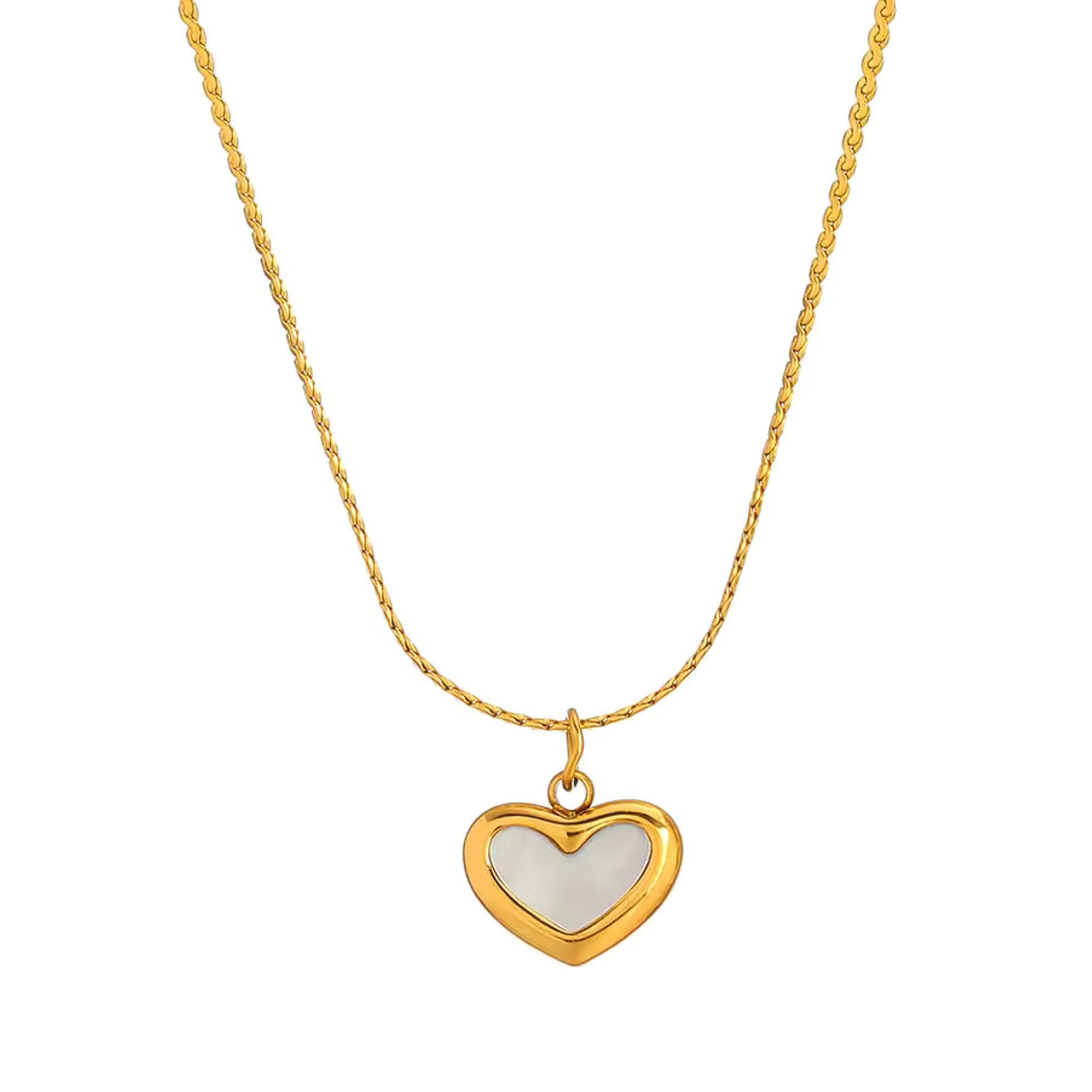 White Stone Heart Pendant Necklace for Women 18K Gold Plated Anti Tarnish Waterproof Hypoallergenic Aesthetic Locket Adjustable Chain 1pc-image-4
