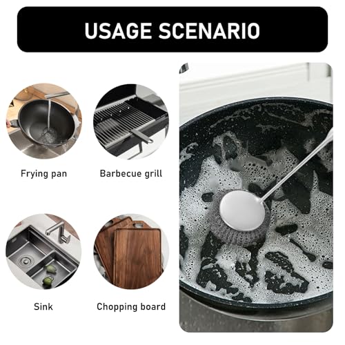 Image of Stainless Steel Wool Metal Wire Scrubber Sponge Scouring Pads, Silver | 7pcs