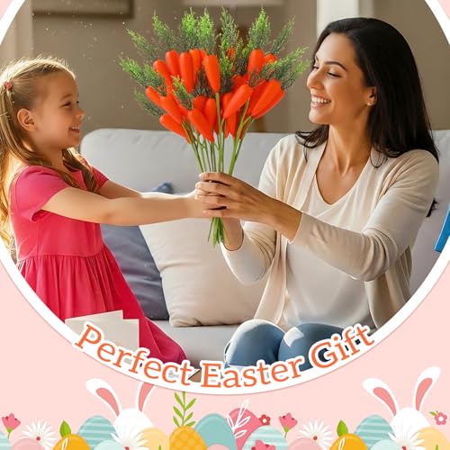 Norme 12 Pcs Easter Tree Decorations Fake Carrot Picks and Sprays 15.3 Inch Realistic Artificial Foam Carrot Branches Easter Stems Vase Filler Ornament for Floral Arrangement Home Table Centerpiece by Norme - Used condition - Image 5