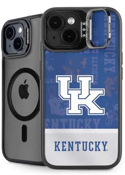 Skinit Kickstand Phone Case Compatible with iPhone 15 - Officially Licensed University of Kentucky UK on Blue Design