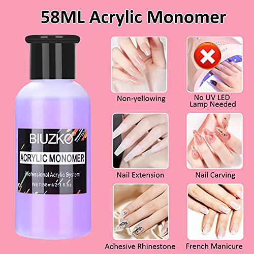 Acrylic Nail Kit Acrylic Powder And Liquid Set, Full Nail Kit Set Professional Acrylic With Everything, Diy Acrylic Nail Kit With Monomer Practice Finger Brush Tips For Beginners #TOP2