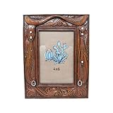 BestGiftEver Tooled Leather Look Picture Frame | Western Cowboy Decor | Horse Lover & Equestrian Gift | Cabin Decor | Ranch House Picture Frame | Rustic Country Home Decor