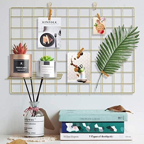 Pixie Daisy Metal Grid Wall Panel, Square Photo Display Board,Clip Holder Photo Frame, Creative Mesh Wall Grid,Steel Wall Grid Photo Frame Rectangular[30 * 30cm] Grid Wall Hanging Pink (Gold)-image-15