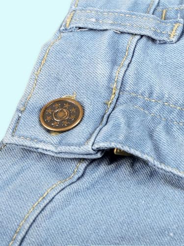 Image of KiddoPanti Boys Knee-Length Denim Shorts | Stretchable Cotton Poly Denim | Comfortable Fit with Button Elasticated Waistband & Zip Fly