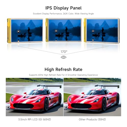 Image of Waveshare 3.5inch Resistive Touch Display, Compatible with Raspberry Pi 5 /4B /3B, Pi Pico, IPS Panel, 320x480, Immersion Gold Process, 262K Color
