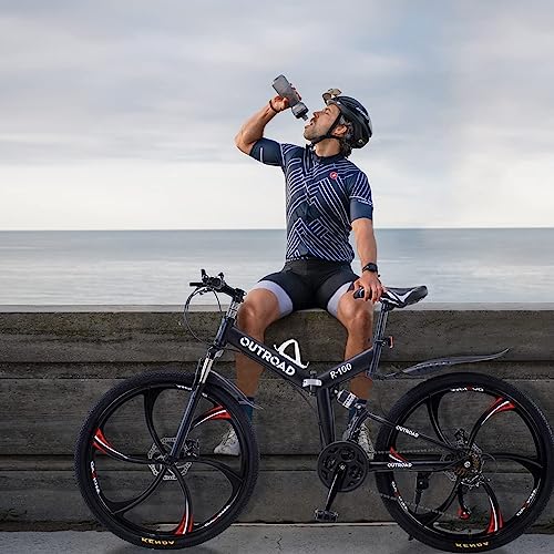 26 ich Folding Mountain Bike, 21 Speed High Carbon Steel