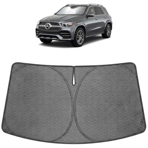 Image of Proadsy Windshield Sun Shade Custom Fit Mercedes-Benz GLE 350 450 2020-2026 Ice Crystal Black Front Window Sunshade UV and Heat Blocker Foldable Visor Keeps Car Cooler for Summer Parking and Daily Use