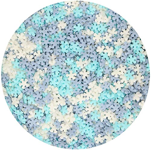 FunCakes Mélange de Mini Flocons De Neige De Sucre Coloré Pour Cupcakes et Tartes D'hiver, 50 g