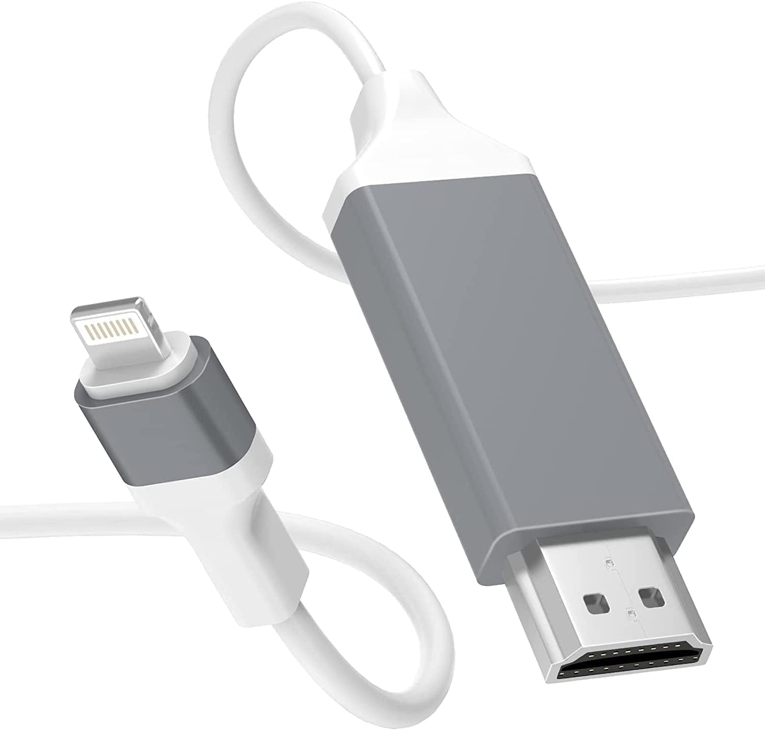 Covermax Lightning to HDMI Digital AV Adapter Cable,Lightning to HDMI Adapter 2K HDTV Cable Compatible with iPhone,iPad Digital AV Sync Screen Connector on HD TV Monitor Projector (White)