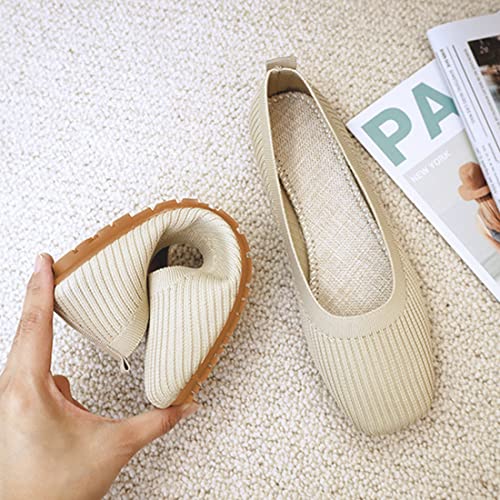 Husmeu Women's Casual Flats for Women Mesh Comfortable Slip on Dressy Flats Shoes Square Toe Classic Cute Ballet Flats Shoes2