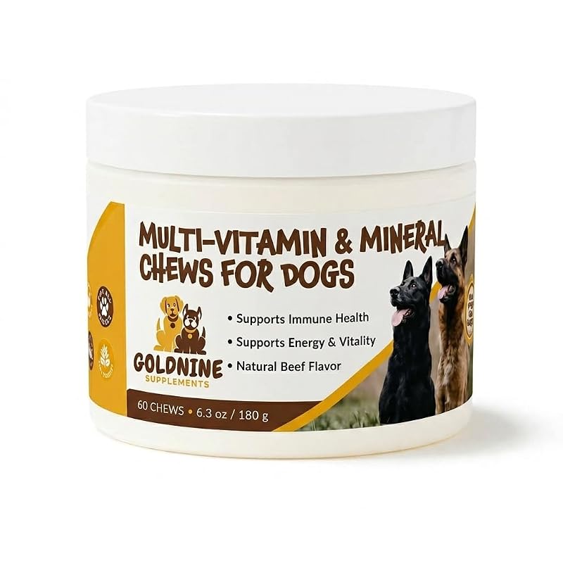 Multivitamínico e mineral para cães com sabor natural de carne Goldnine Supplements, 60 mastigáveis