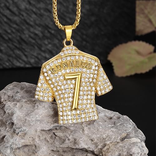 Number 7 Soccer Jersey Pendant Necklace, No.7 Soccer Jersey Ball Necklace for Men Women Gold Silver Number Football Necklace Rock Football Player Charm Jewelry2