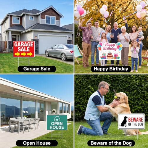 Image of Goaste 30 Pack H Frame Yard Sign Stakes, 16.5 inch x 7 inch Metal Wire Stake, Heavy Duty Lawn Sign Stakes for 4mm Corrugated Plastic Signs, Advertising Board, Estate Garage Sale, Guidepost, Halloween Decor
