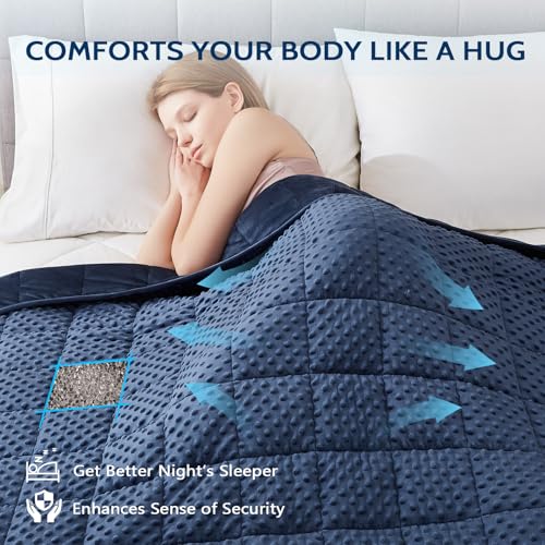 L'AGRATY Weighted Blanket for Adult - 60"x80" 15lbs Minky Dots Heavy Blanket with Glass Beads Soft Breathable for All-Season Summer Fall Winter Thick Comfort for Sleeping