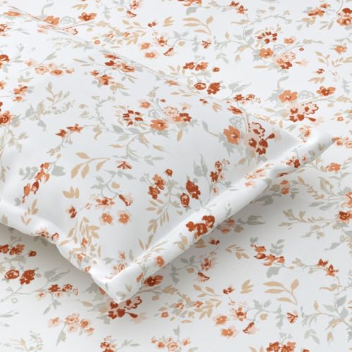 Image of Jaipur Weaves King Size Elastic Fitted Bedsheet, 100% Pure Cotton King Size Fitted Bedsheet for Double Bed with 2 Pillow Covers, 240 TC, 72x78 Inches up to 8-inch Mattress, Floral(Cherry Blossom)