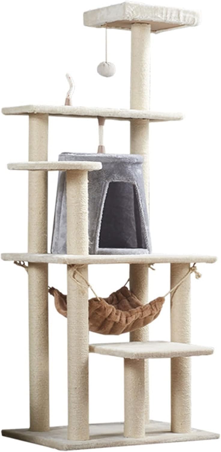 マルチレベル子猫タワーコンドミニアム、爪とぎポスト付き、柔らかい