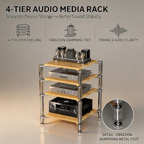 Support audio vidéo anti-vibration à étagère ouverte pour salon
