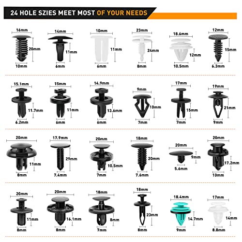 Gooacc 845Pcs Car Push Retainer Clips Auto Fasteners Assortment 24 Most Popular Sizes Nylon Bumper Fender Rivets With 10 Cable Ties And Fasteners Remover For Gm Ford Lexus Honda Chrysler Mazda #TOP1