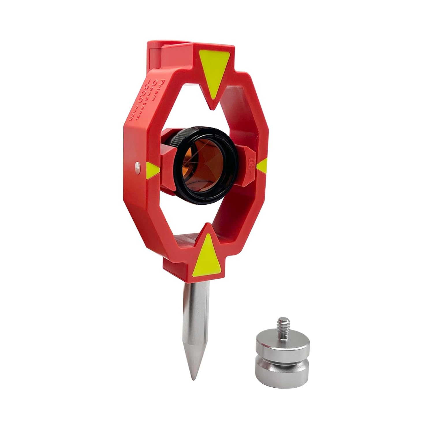 Copper-Coated Surveying Prism with Tip Point & Adapter, Mini Prism for Total Station Surveying Prism Constant -30mm Offset