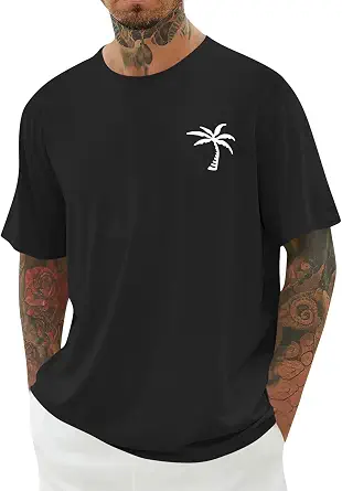 Men's Short Sleeve T-Shirt Graphic Loose Fit Crew Neck Palm Tree Summer Shirt