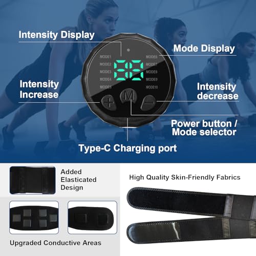 Ab Stimulator Muscle Toner, Abs Muscle Stimulator Abdominal Toning Fitness Belt for Men and Women Black miniatura 6