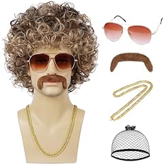 Curly-Blonde Mix Brown+Glasses+Golden Chain+Mustache