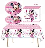 ChezMax 41pcs Minnie Mickey Mouse Party Supplies 20 Plates + 20 Napkin + 1Tablecloth Minnie Mickey M