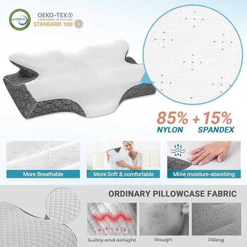 Elviros Cervical Neck Memory Foam Pillow with Removable Cooling Pillowcase by Elviros - Used condition - Image 5