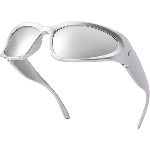 NULOOQ Wrap Around Sunglasses for Women Men Trendy Fashion Y2K Oval Sport Shades Sun Glasses UV400 Protection