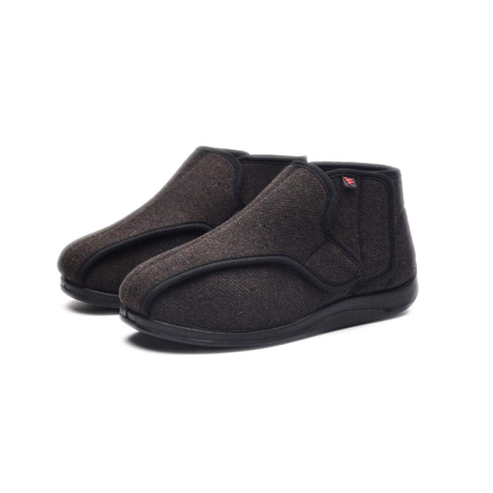 Nwarmsouth Diabetic Easy Close Slipper,Plus velvet non-slip foot shoes, adjustable diabetic shoes-UK5.5_brown,Wide Fit Fully Washable Slipper