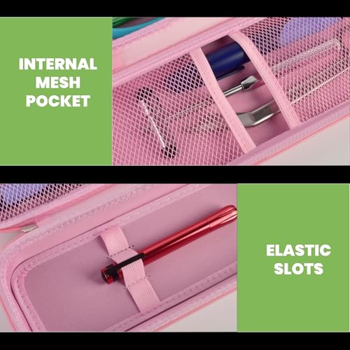 Image of Stethoscope Case for 3M Littmann Classic III /Cardiology IV, PinkHeart | for MDF Acoustica Stethoscopes, for Nurses, Doctors, Nursing School Essentials, Students, Clinic, EMS, Travel, Hard Bag Only