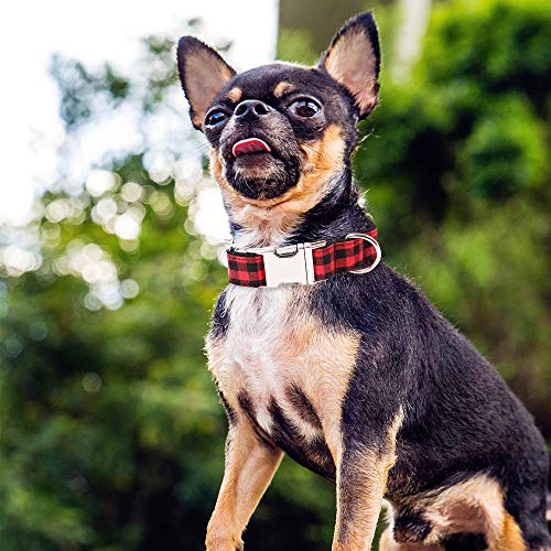 Timos Dog Collar for Small Medium Large Dogs,Adjustable Soft Puppy Collars with Metal Buckle,Black Red Plaid,S Length 9… - Image 6