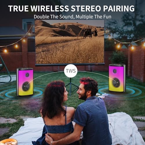 BUGANI Bluetooth Speaker, 120W Portable Wireless Speakers with Punchy Bass and Loud Sound, LED Lights, 15H Playtime, Support AUX/TF Card/USB, IPX6 Waterproof, Big Party Speaker for Outdoor — view 2