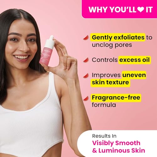 Image of Dot & Key Watermelon 10% Glycolic Serum for Face Glowing, With Kojic, Hyaluronic, Exfoliating | Targets Pigmentation & Dark Spots | Targets Dullness, Uneven Texture, Sebum & Excess Oil | Serum For Oily & Normal Skin | 30ml