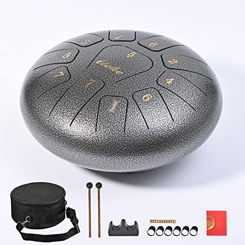 LIEKE Steel Tongue Drum 10 Inch 11 Notes C Key Hand Drum Percussion Instrument for Kids Adults Beginners With Bag (Silver) 7 511Naw7OiML. AC