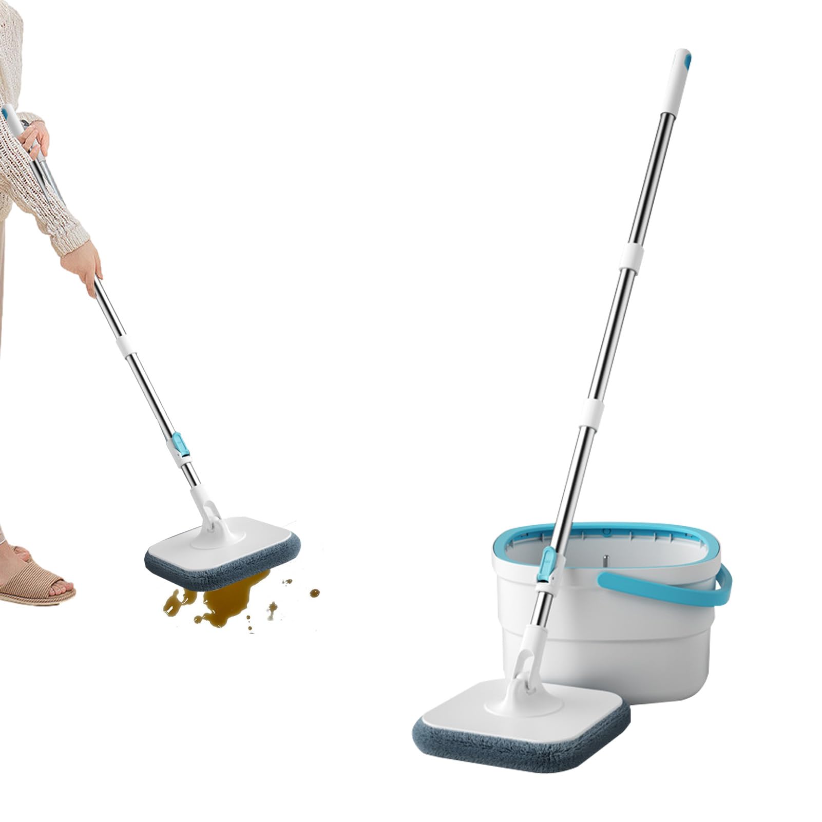 Juego de cubo y barril | Equipos de limpieza para suelos y mantenimiento de la casa - Juego de mopa y cubo con escurridor, para casa, dormitorio, sala de estar, comedor y baño Bur