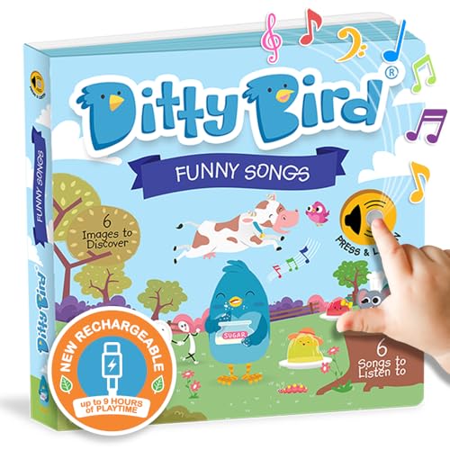 Ditty Bird Funny Songs Interactive Musical Book for Toddlers 1- 3 Sound Book for 1 Year Old Baby Gift with Music