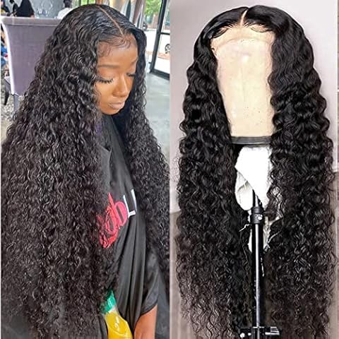 Glueless Wigs Human Hair Real Pre Plucekd Bleached Upgraded Tiny Knots 24Inch 200% Density Deep Wave Closure Wig Wet and Wavy Ultra-thin Invisible HD 4x4 Curly Closure Wigs Human Hair For Women Cover