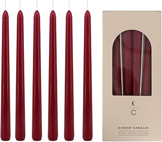 Tapered Dinner Candles - Soy & Paraffin Blend, Dinner Candles with Long-Lasting 7-Hour Burn for Stylish Homes - Candle in Curated Colours Ideal Gift for Hosts, Brides & Event Planners-Merlot