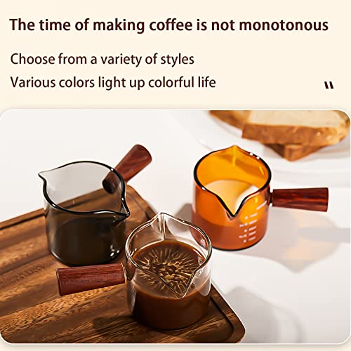 BINTING Copos de café expresso com cabo de madeira, bico único, copo de medição de café, copo de vid